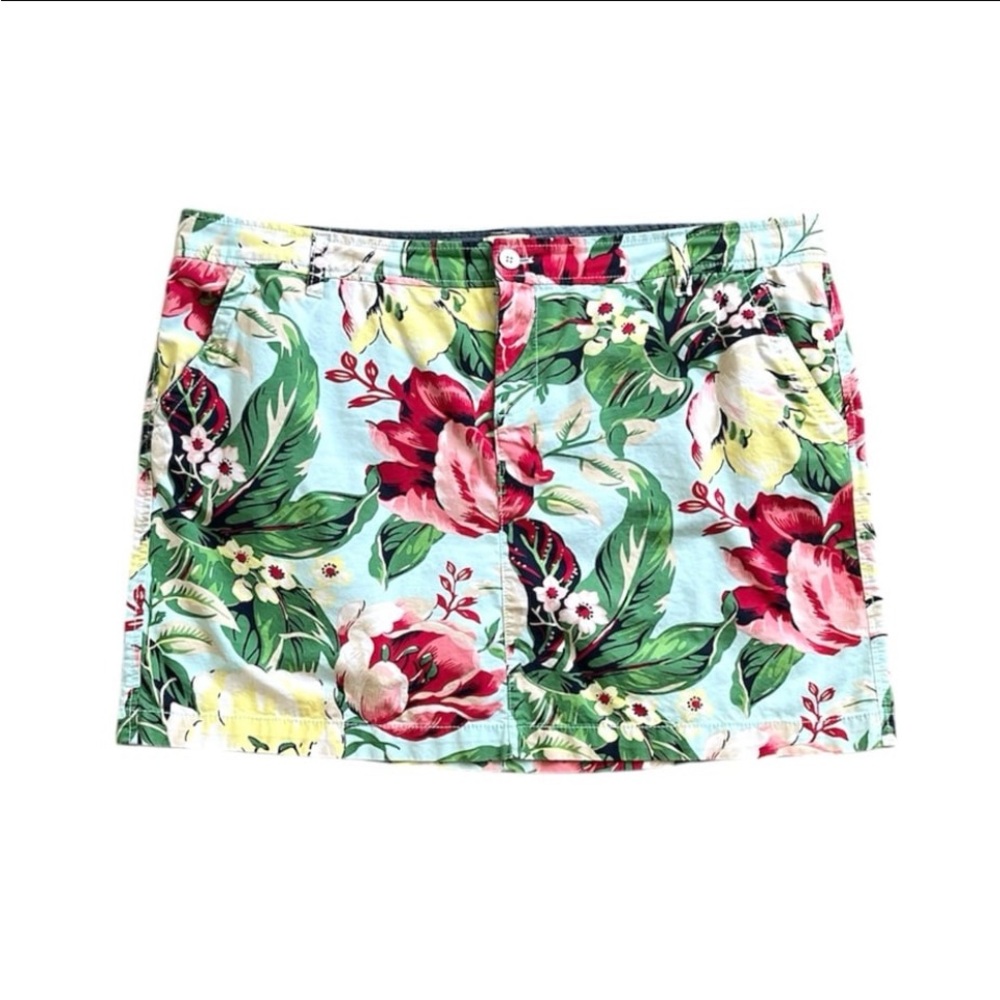 GH Bass & Co Cotton Multicolored Floral Print Mini Skirt Size 16